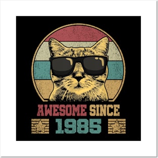 Awesome Since 1985 39th Birthday Gift Cat Lover Posters and Art